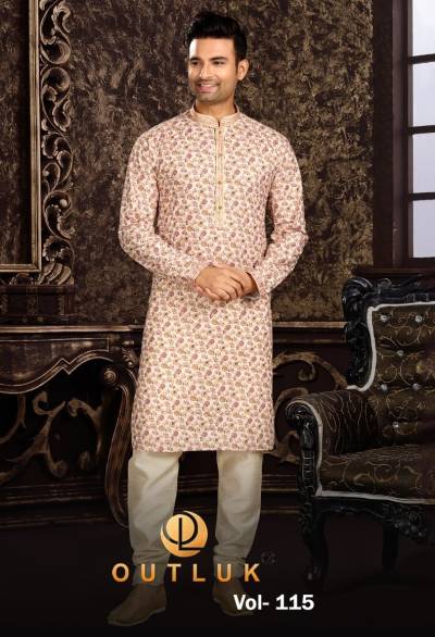OUTLOOK VOL-115 BY OUTLOOK CHIKENKARI KURTA PAJAMA MENS WEAR WHOLESALER IN INDIA